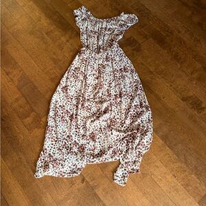 Floral Off-Shoulder romper in Cream and Rust